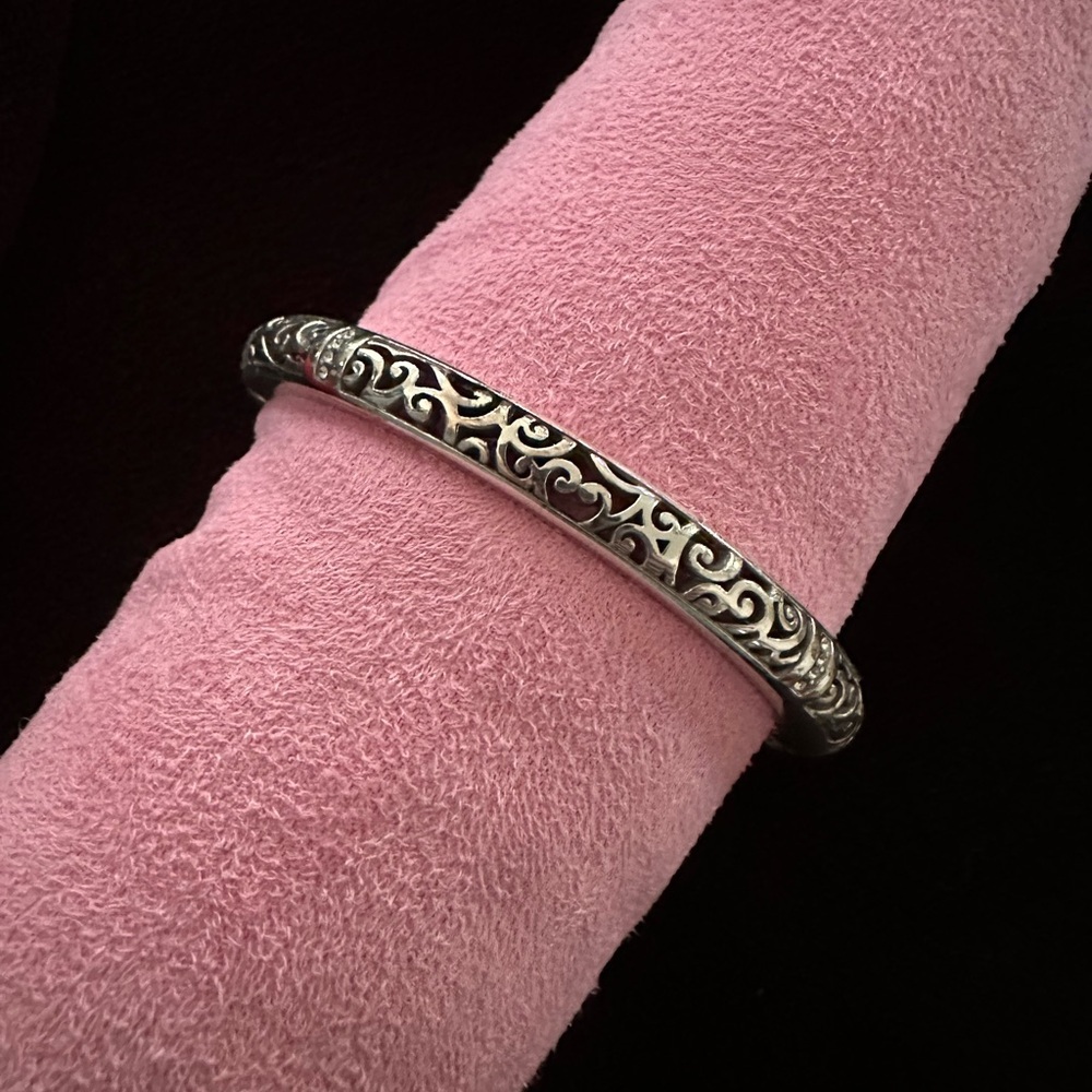 Brighton Silver Open Scroll Hinged Bracelet With … - image 2